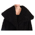 Dolce & Gabbana Black Polyester Fur Trench Coat Jacket