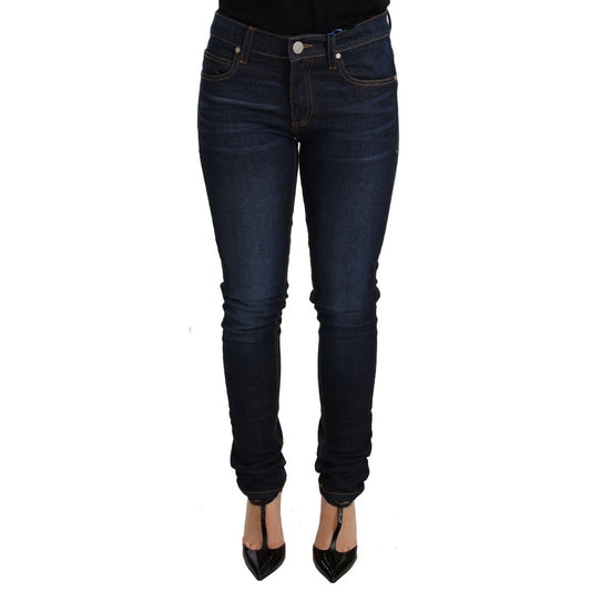 Versace Jeans Dark Blue Cotton Low Waist Skinny Denim Jeans Versace Jeans