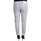 Acht Light Blue Cotton Folded Hem Denim Skinny Women Trouser Jeans