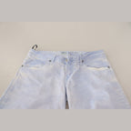 Acht Light Blue Cotton Folded Hem Denim Skinny Women Trouser Jeans