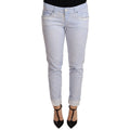 Acht Light Blue Cotton Folded Hem Denim Skinny Women Trouser Jeans
