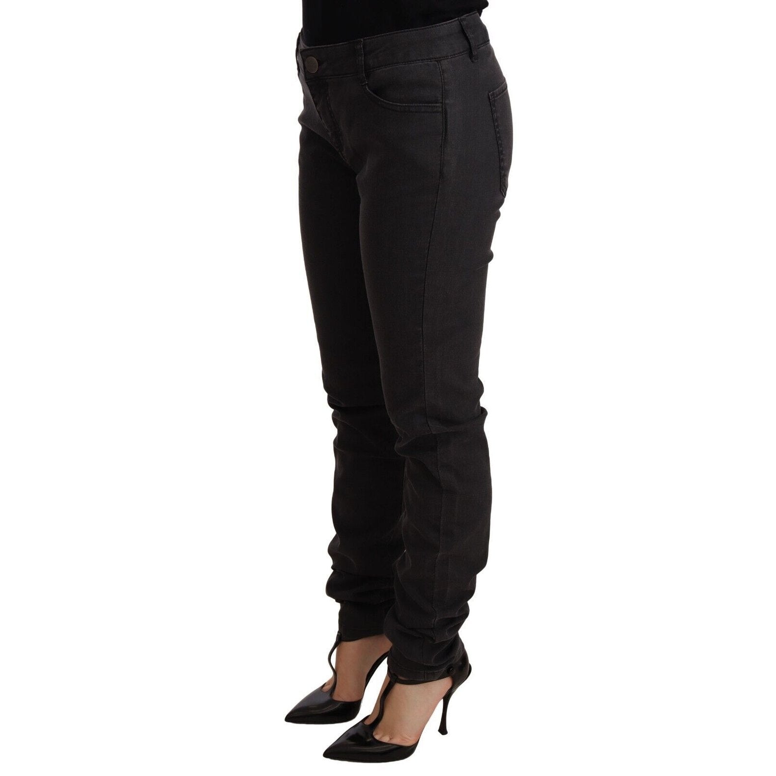PINKO Black Cotton Stretch Skinny Mid Waist Women Denim Jeans