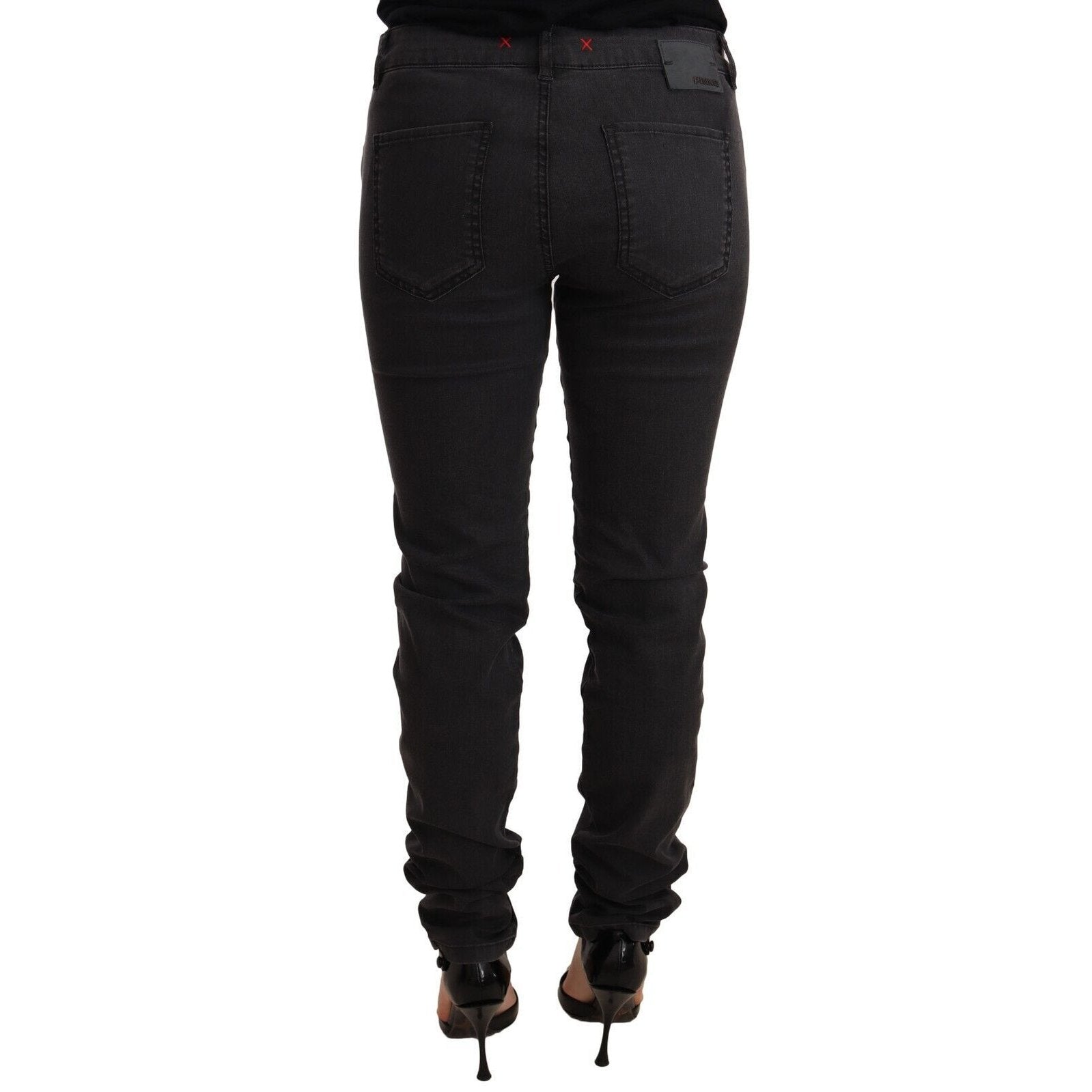 PINKO Black Cotton Stretch Skinny Mid Waist Women Denim Jeans