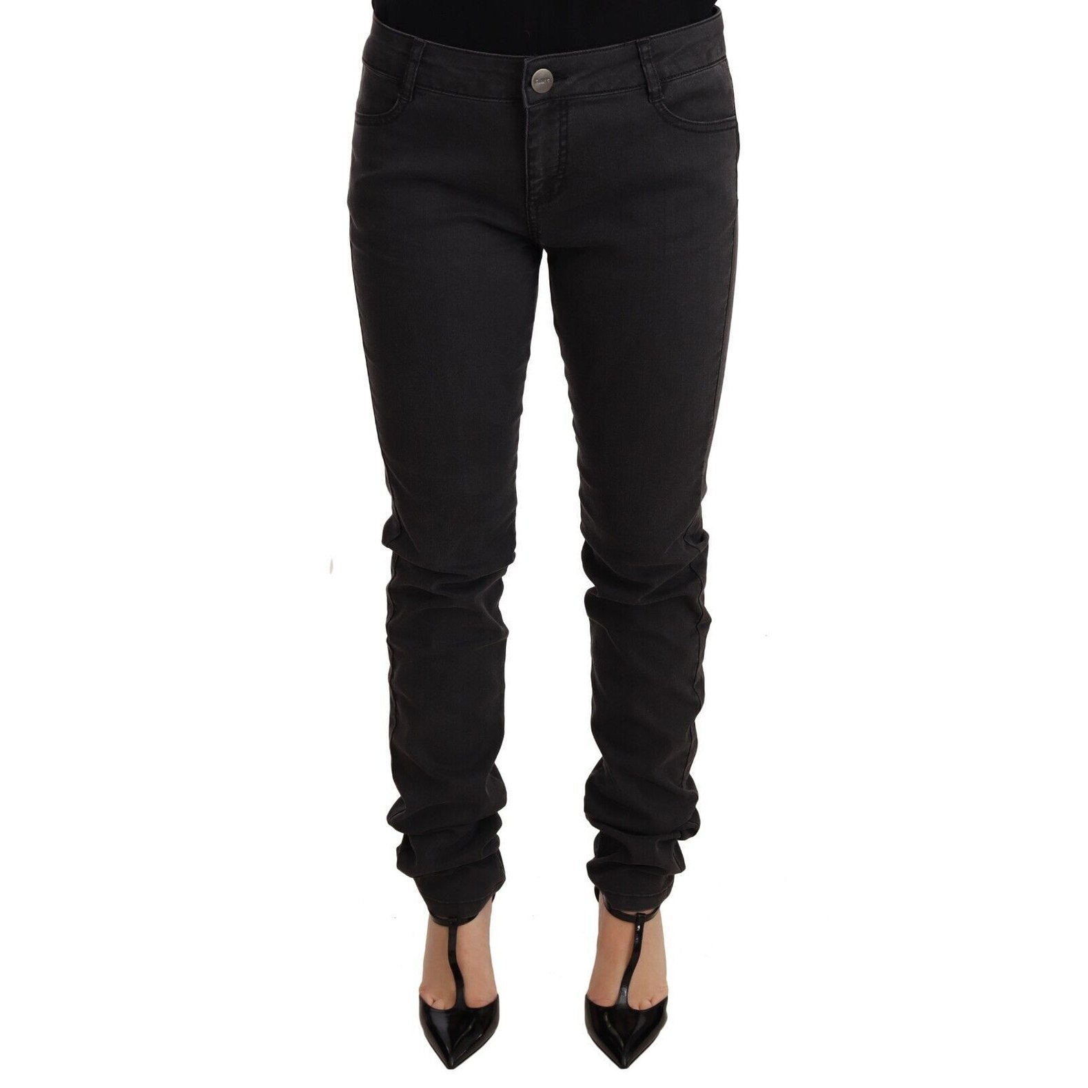 PINKO Black Cotton Stretch Skinny Mid Waist Women Denim Jeans
