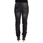 Acht Black Washed Cotton Low Waist Skinny Denim Trouser Jeans