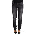 Acht Black Washed Cotton Low Waist Skinny Denim Trouser Jeans