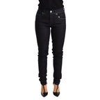 Acht Blue Cotton Low Waist Slim Fit Denim Women Trouser Jeans