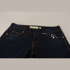 Acht Blue Washed Cotton Low Waist Skinny Denim Women Trouser Jeans