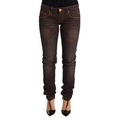 Acht Brown Washed Cotton Slim Fit Denim Low Waist Trouser Jeans