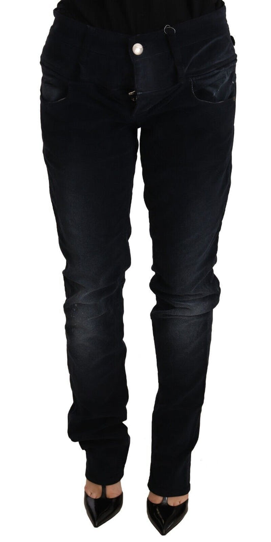 Acht Blue Washed Cotton Denim Low Waist Loose Fit Trousers Jeans Acht