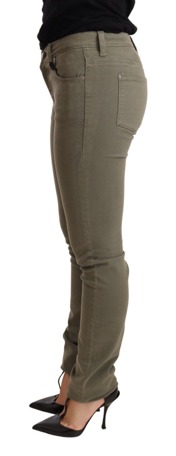Ermanno Scervino Green Low Waist Skinny Slim Trouser Cotton Jeans Ermanno Scervino