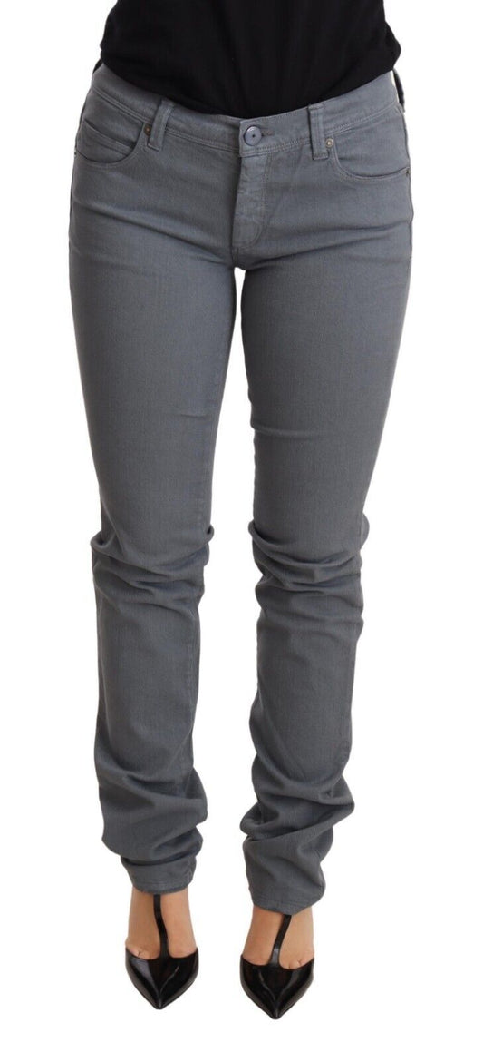 Ermanno Scervino Gray Low Waist Skinny Slim Trouser Cotton Jeans Ermanno Scervino