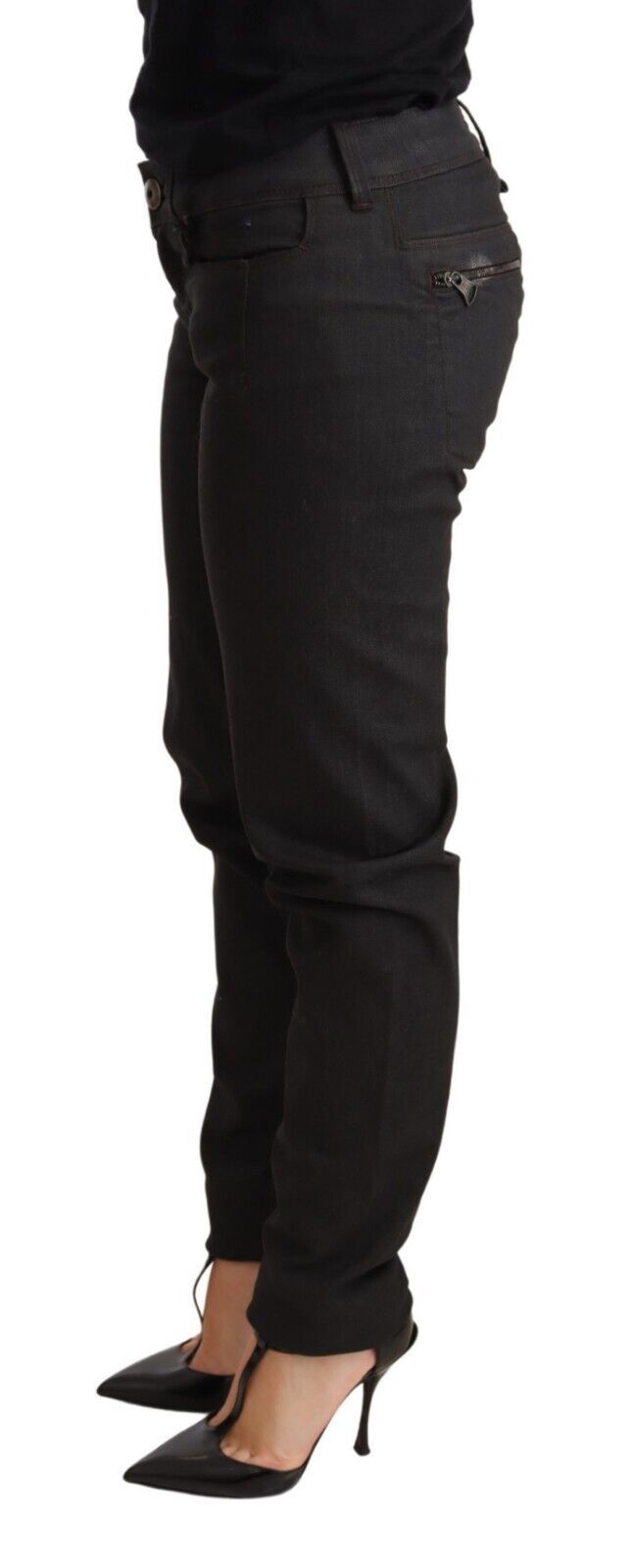 Ermanno Scervino Black Low Waist Skinny Slim Trouser Cotton Jeans Ermanno Scervino