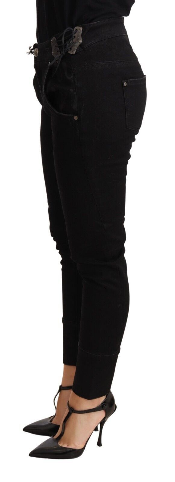 Ermanno Scervino Black Low Waist Skinny Slim Trouser Cotton Jeans Ermanno Scervino