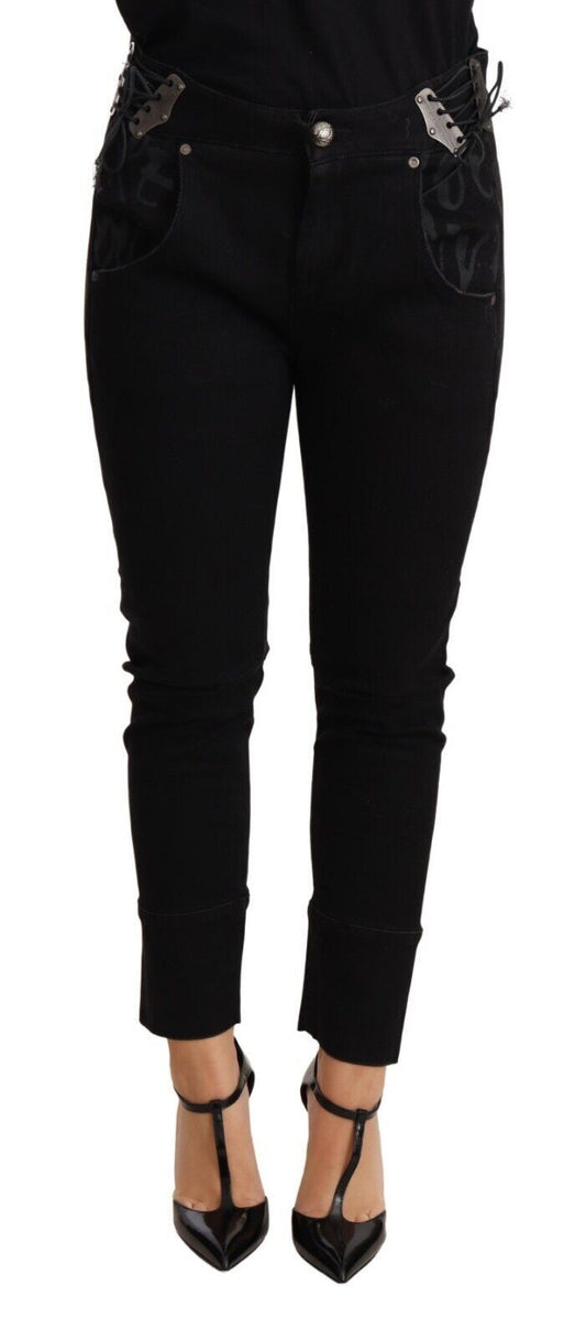 Ermanno Scervino Black Low Waist Skinny Slim Trouser Cotton Jeans Ermanno Scervino