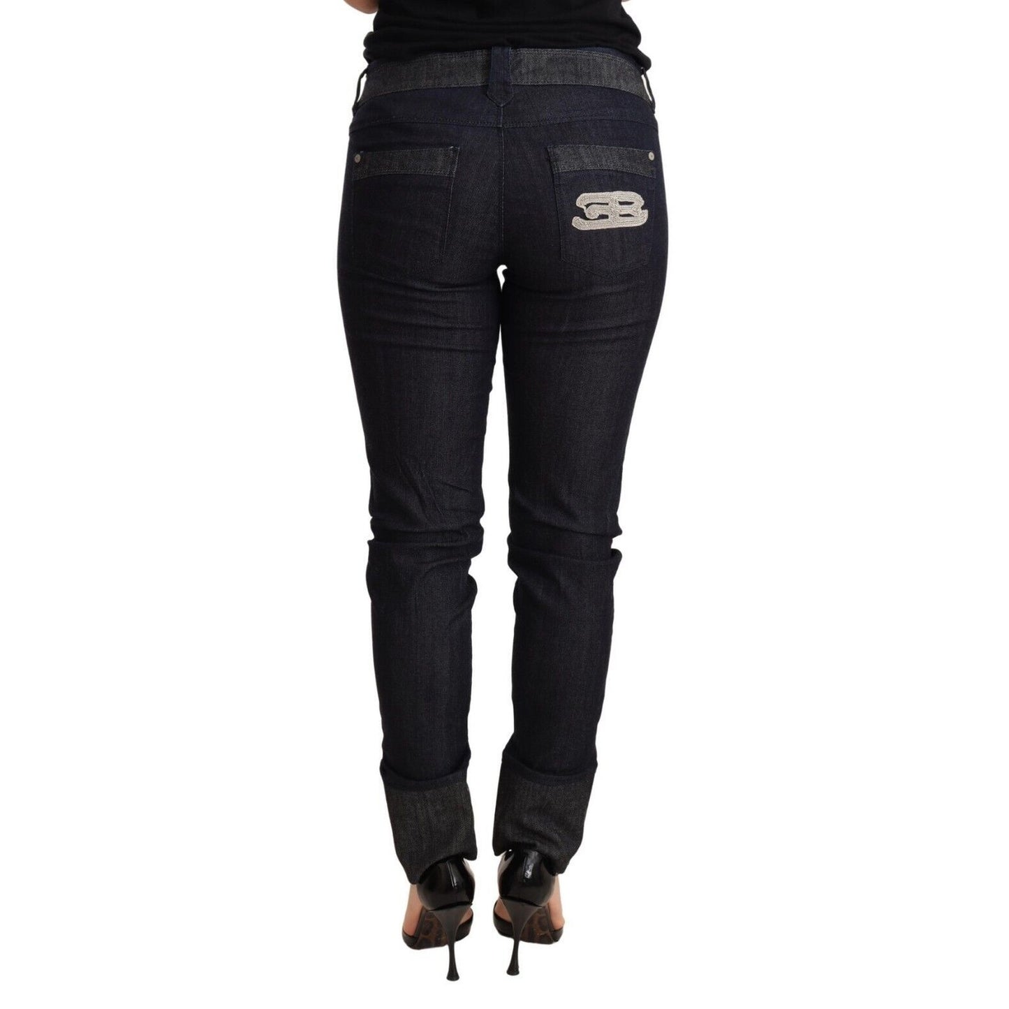Ermanno Scervino Blue Skinny Folded Hem Denim Trouser Cotton Jeans Ermanno Scervino