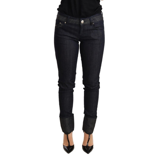 Ermanno Scervino Blue Skinny Folded Hem Denim Trouser Cotton Jeans Ermanno Scervino