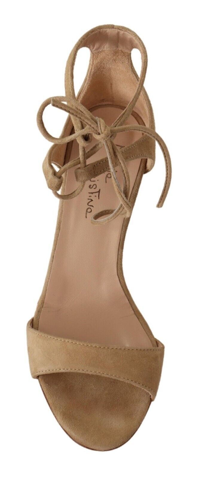 Maria Christina Beige Suede Leather Ankle Strap Pumps Shoes Maria Christina