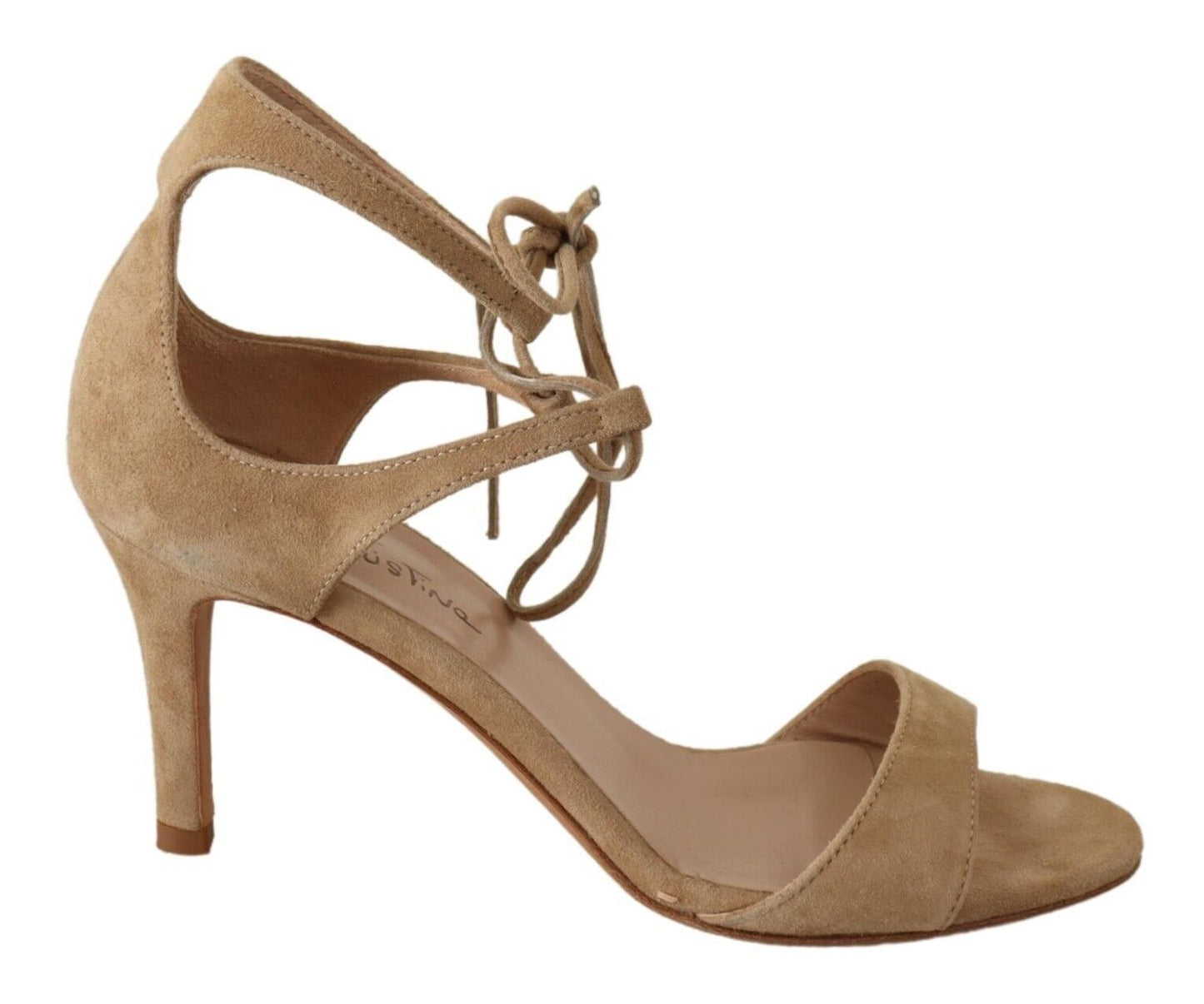 Maria Christina Beige Suede Leather Ankle Strap Pumps Shoes Maria Christina