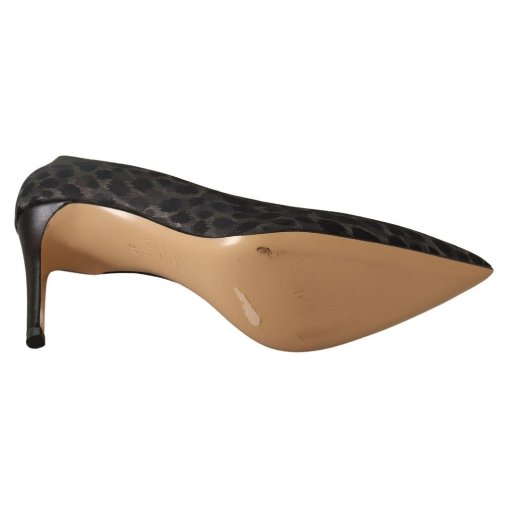 Sofia Black Leopard Leather Stiletto High Heels Pumps Shoes