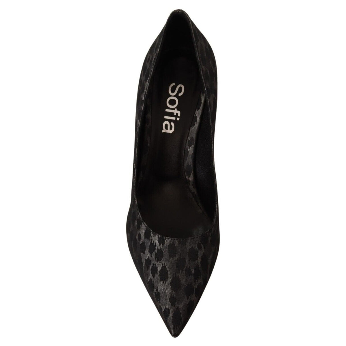 Sofia Black Leopard Leather Stiletto High Heels Pumps Shoes
