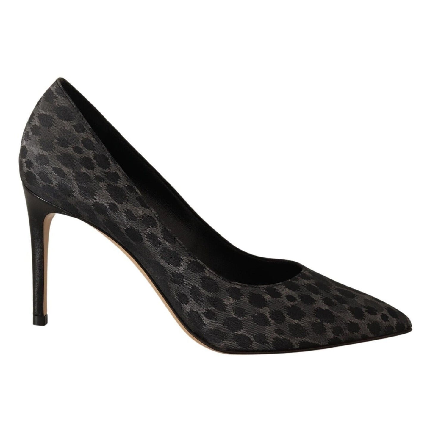 Sofia Black Leopard Leather Stiletto High Heels Pumps Shoes