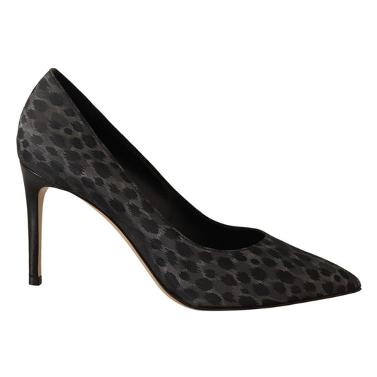 Sofia Black Leopard Leather Stiletto High Heels Pumps Shoes