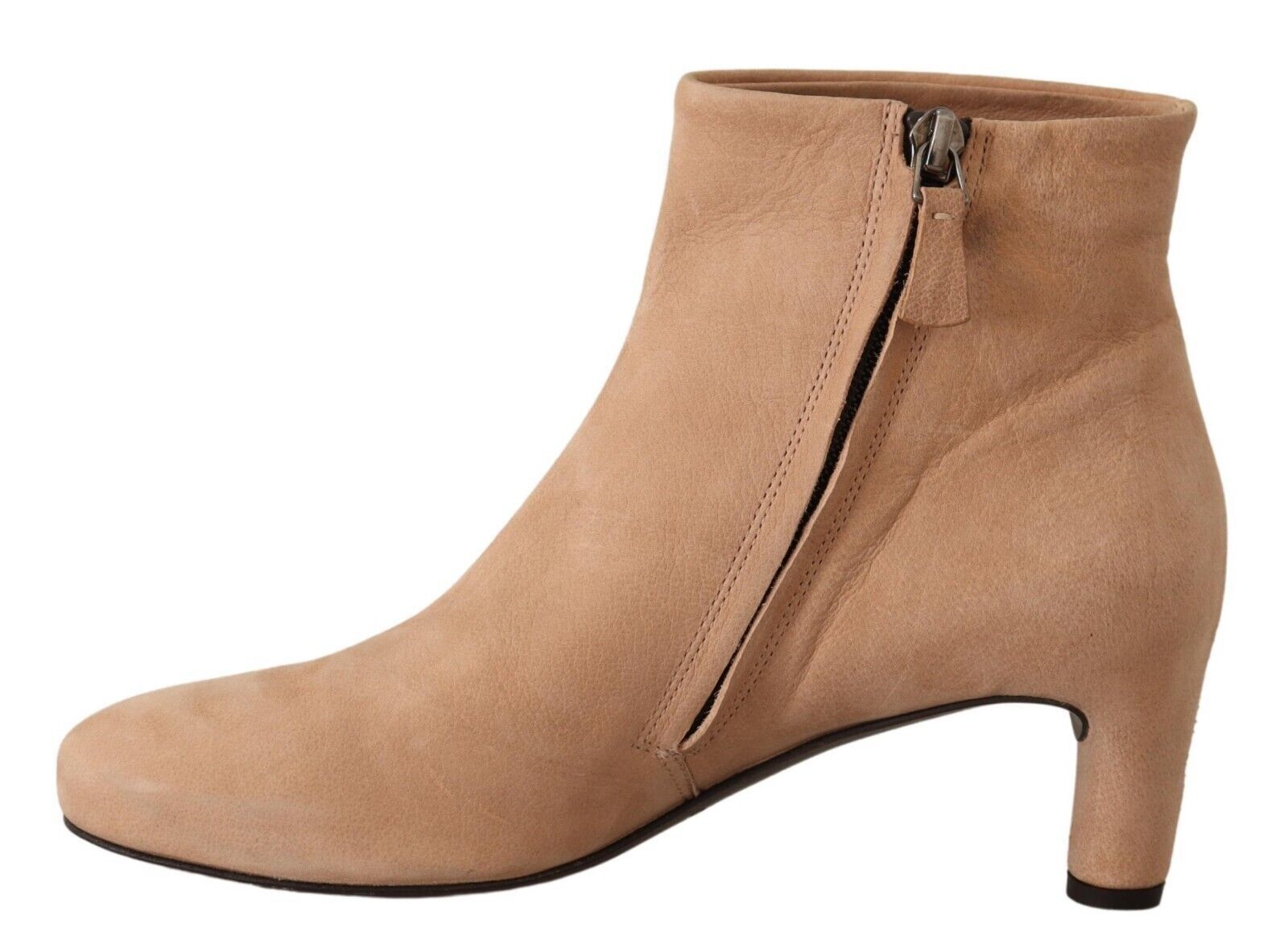 DEL CARLO Beige Suede Leather Mid Heels Pumps Boots Shoes DEL CARLO
