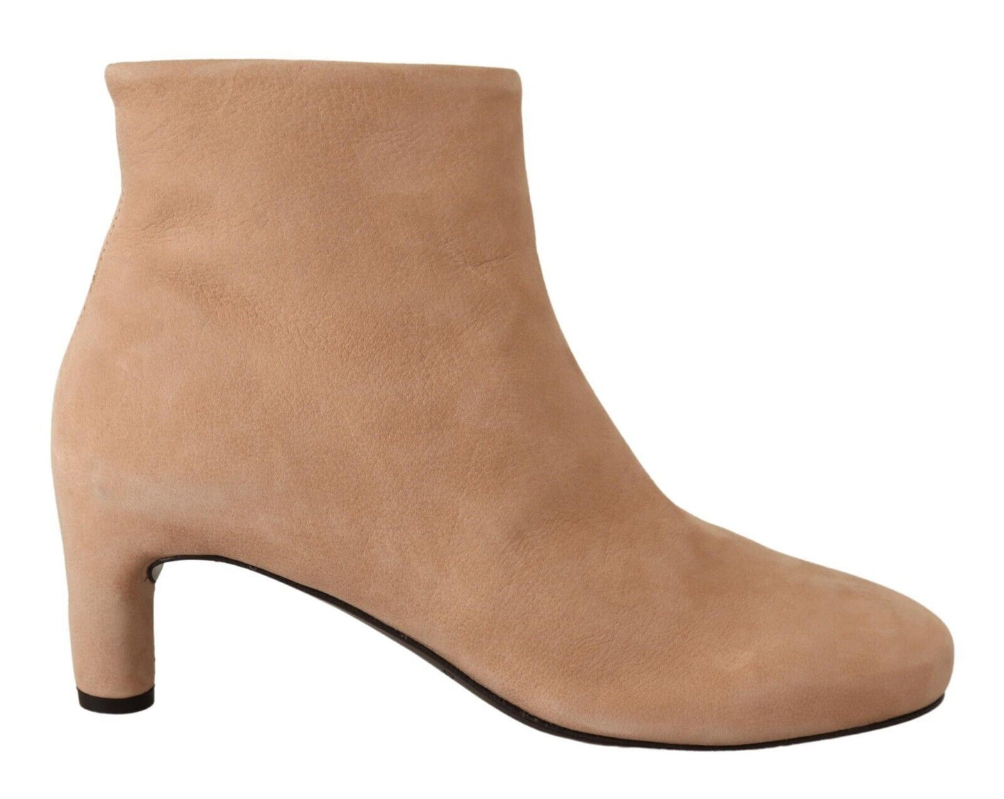 DEL CARLO Beige Suede Leather Mid Heels Pumps Boots Shoes DEL CARLO