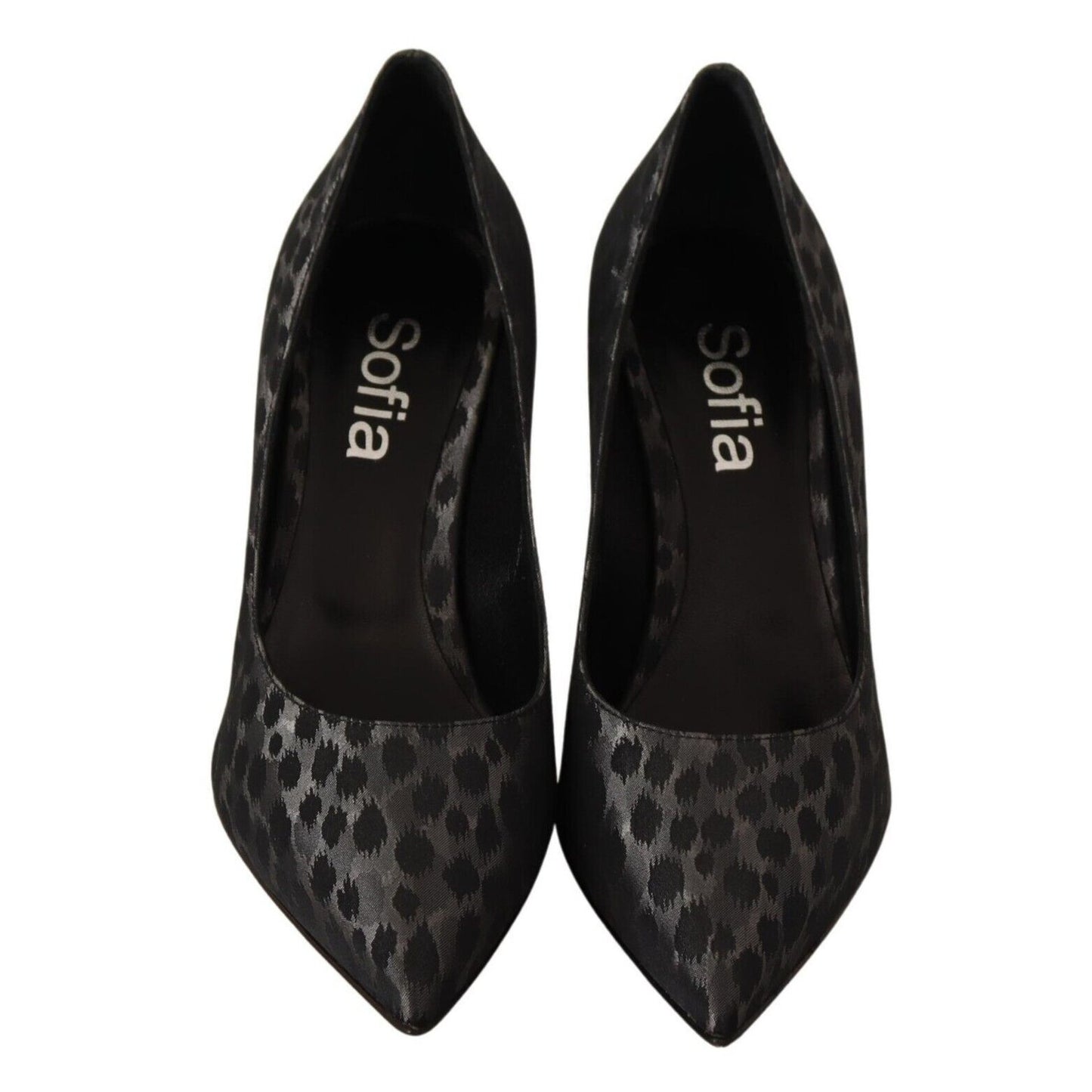 Sofia Black Leopard Leather Stiletto High Heels Pumps Shoes
