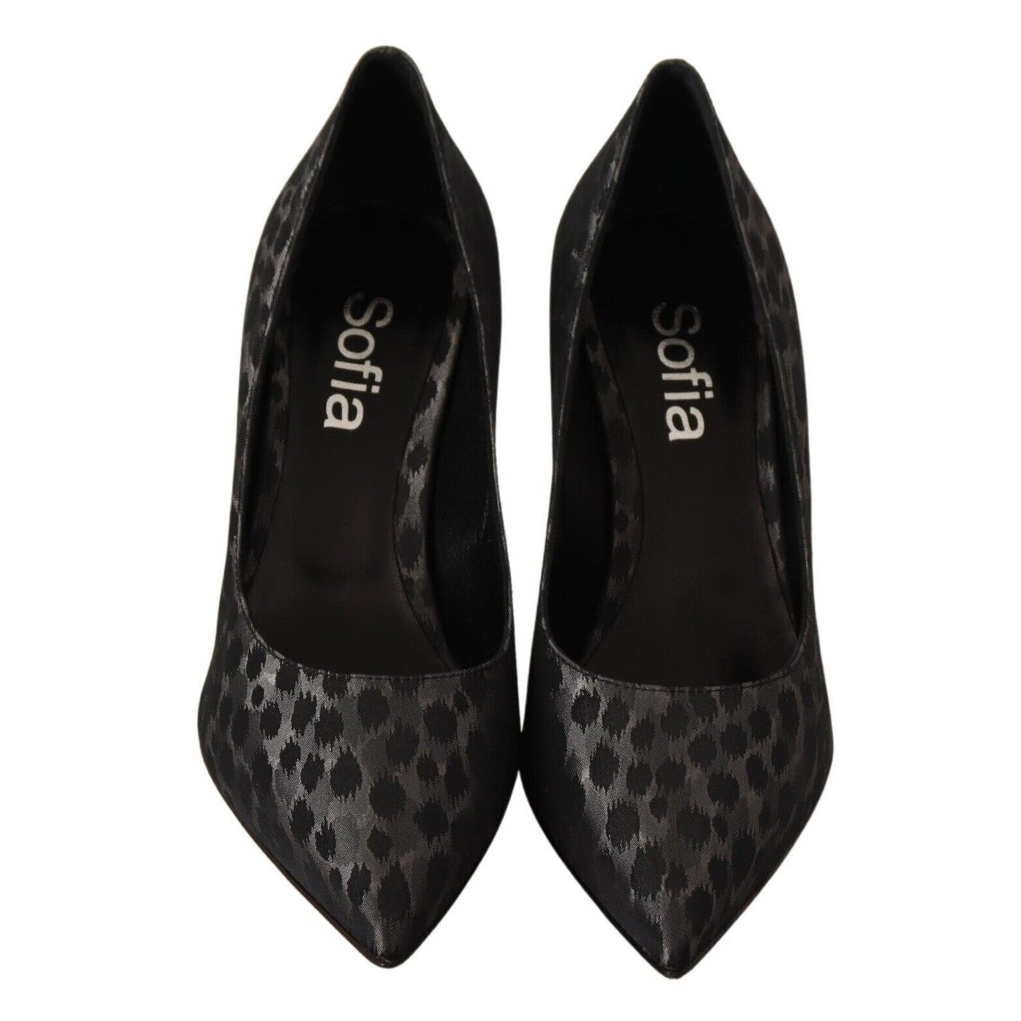 Sofia Black Leopard Leather Stiletto High Heels Pumps Shoes