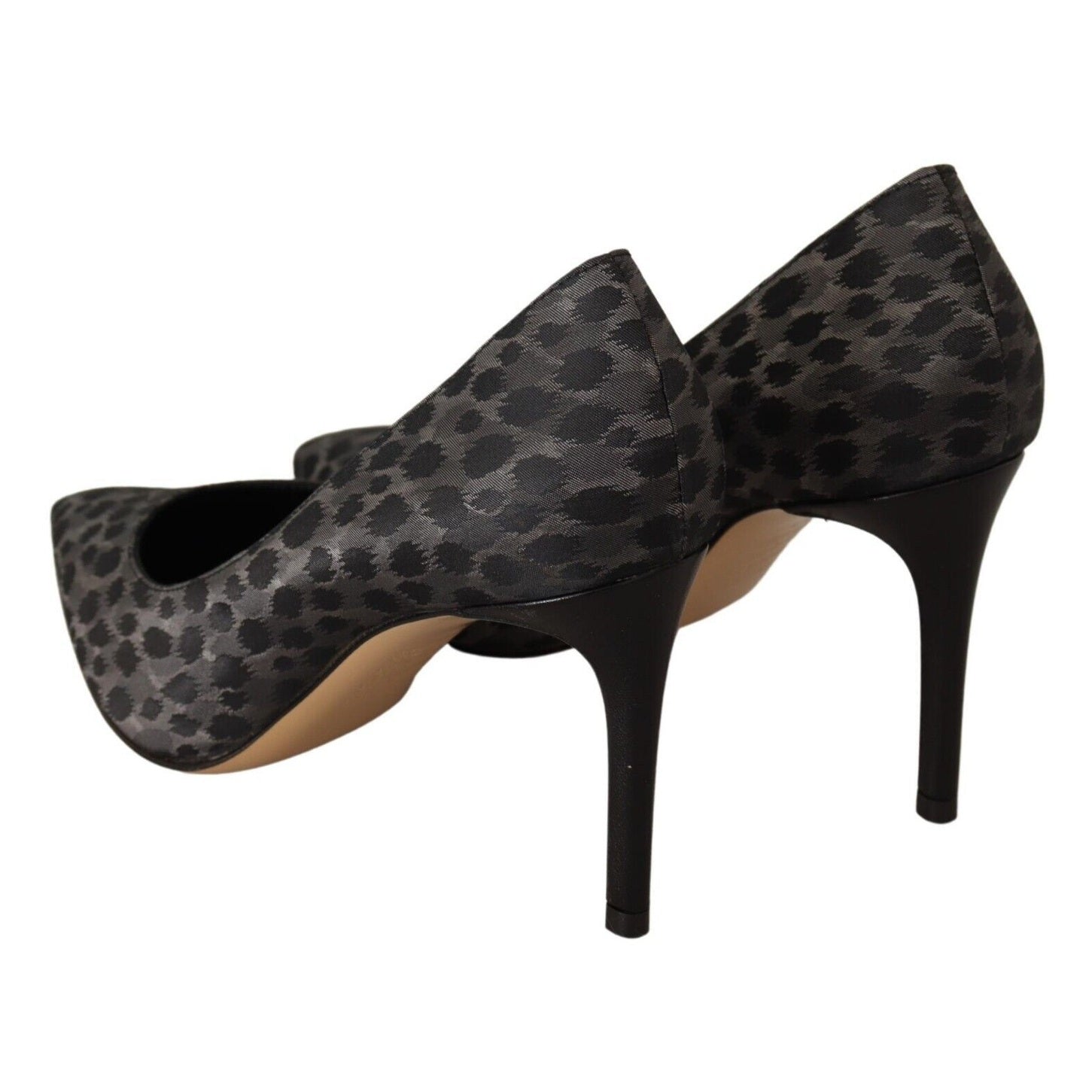 Sofia Black Leopard Leather Stiletto High Heels Pumps Shoes