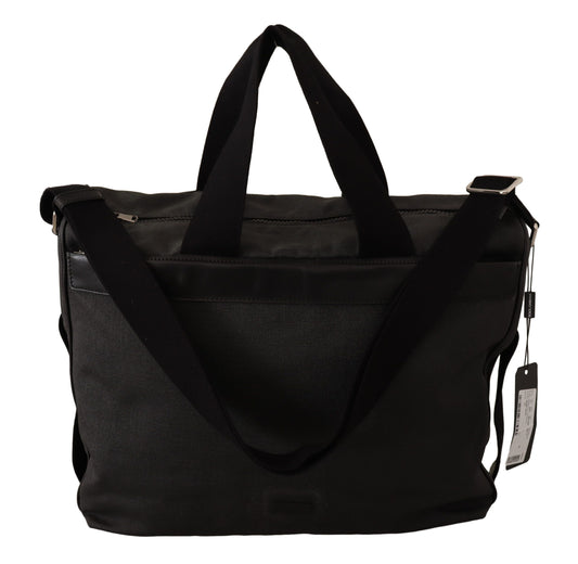 Dolce & Gabbana Black Denim Leather Shoulder Strap Messenger Bag Dolce & Gabbana