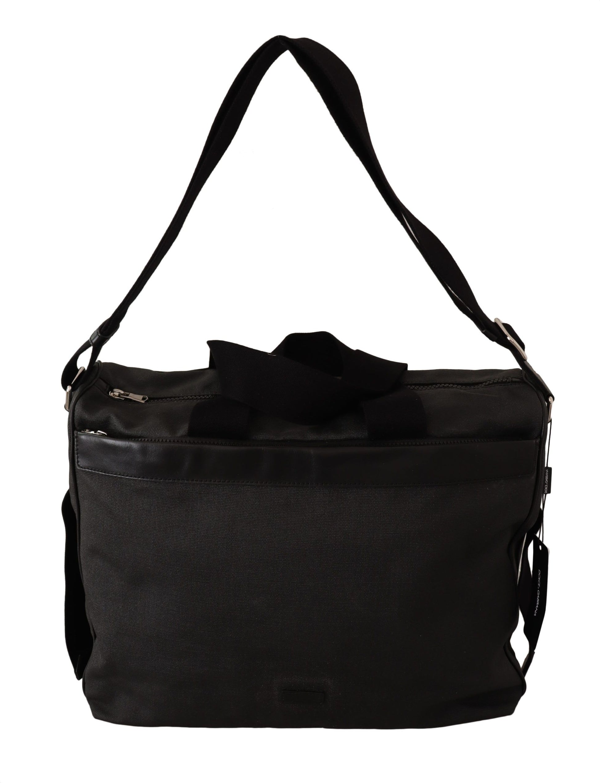 Dolce & Gabbana Black Denim Leather Shoulder Strap Messenger Bag Dolce & Gabbana