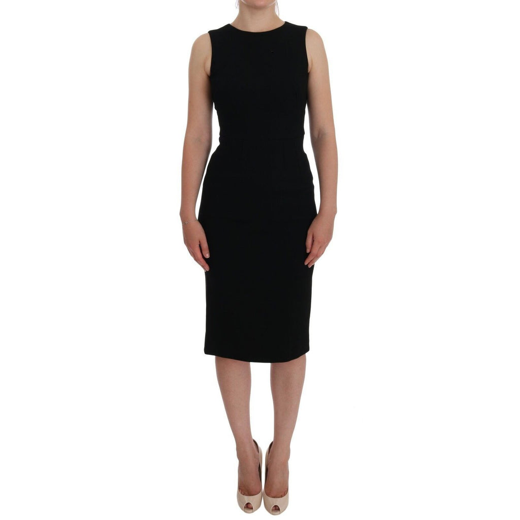 Dolce & Gabbana Black Stretch Crystal Sheath Gown Dress