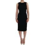 Dolce & Gabbana Black Stretch Crystal Sheath Gown Dress