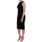 Dolce & Gabbana Black Stretch Crystal Sheath Gown Dress
