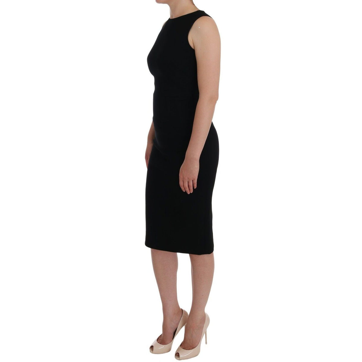 Dolce & Gabbana Black Stretch Crystal Sheath Gown Dress