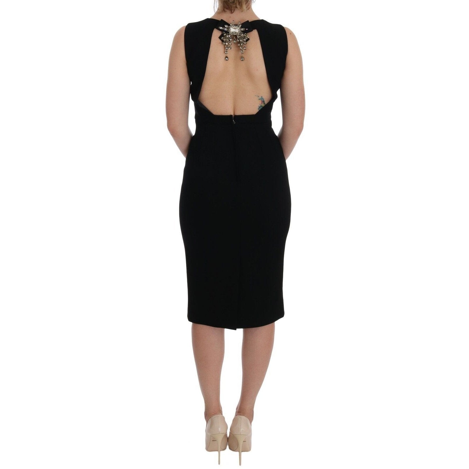 Dolce & Gabbana Black Stretch Crystal Sheath Gown Dress Dolce & Gabbana