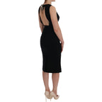 Dolce & Gabbana Black Stretch Crystal Sheath Gown Dress