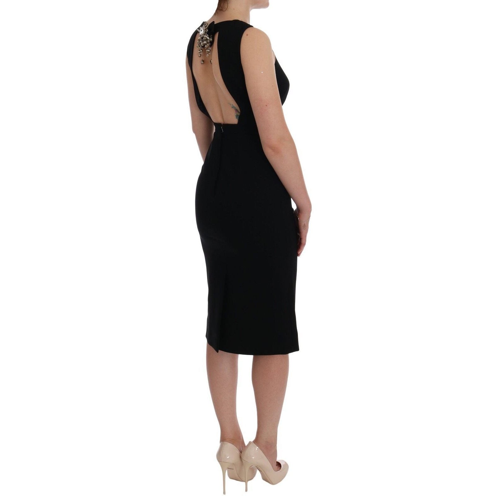 Dolce & Gabbana Black Stretch Crystal Sheath Gown Dress Dolce & Gabbana