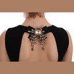Dolce & Gabbana Black Stretch Crystal Sheath Gown Dress