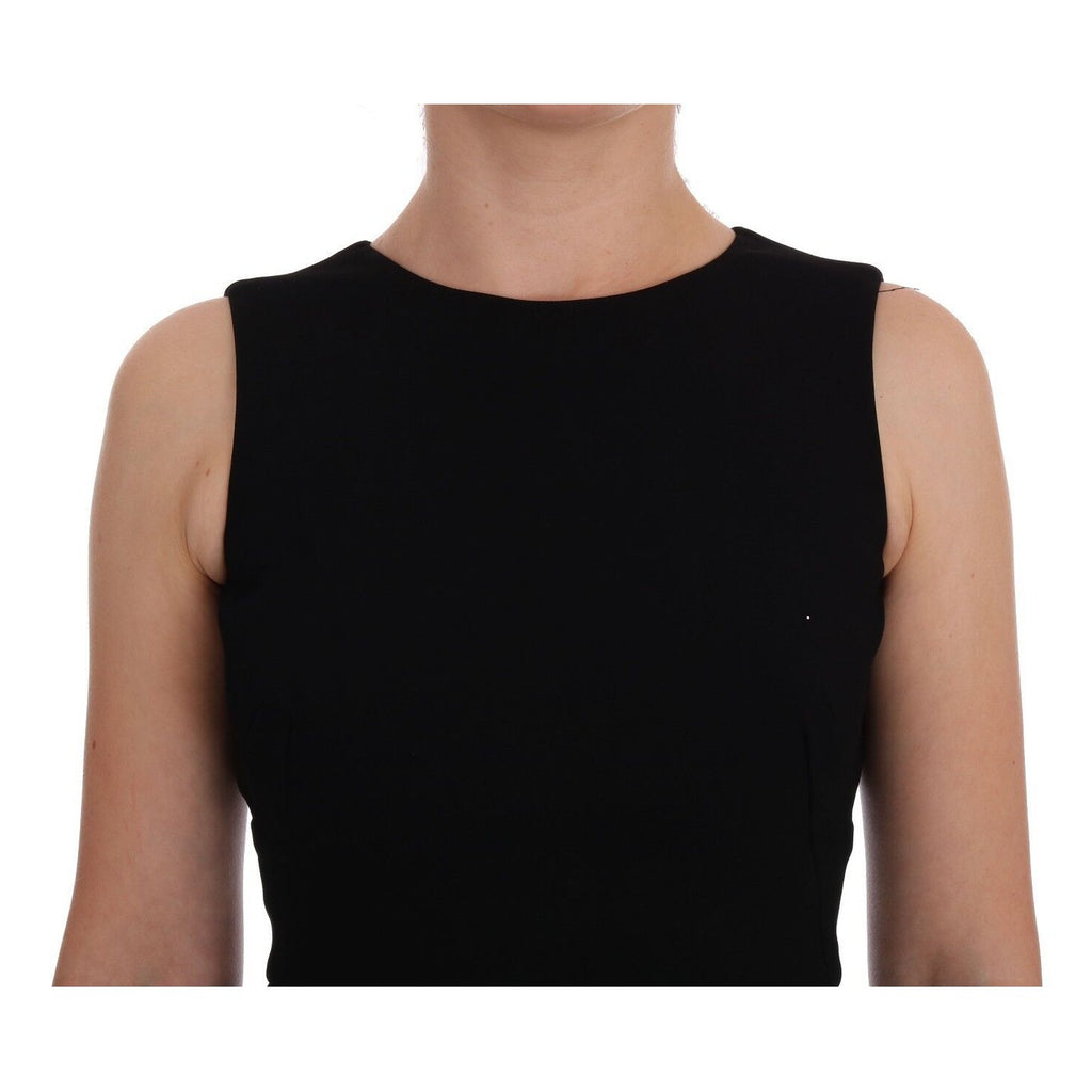 Dolce & Gabbana Black Stretch Crystal Sheath Gown Dress