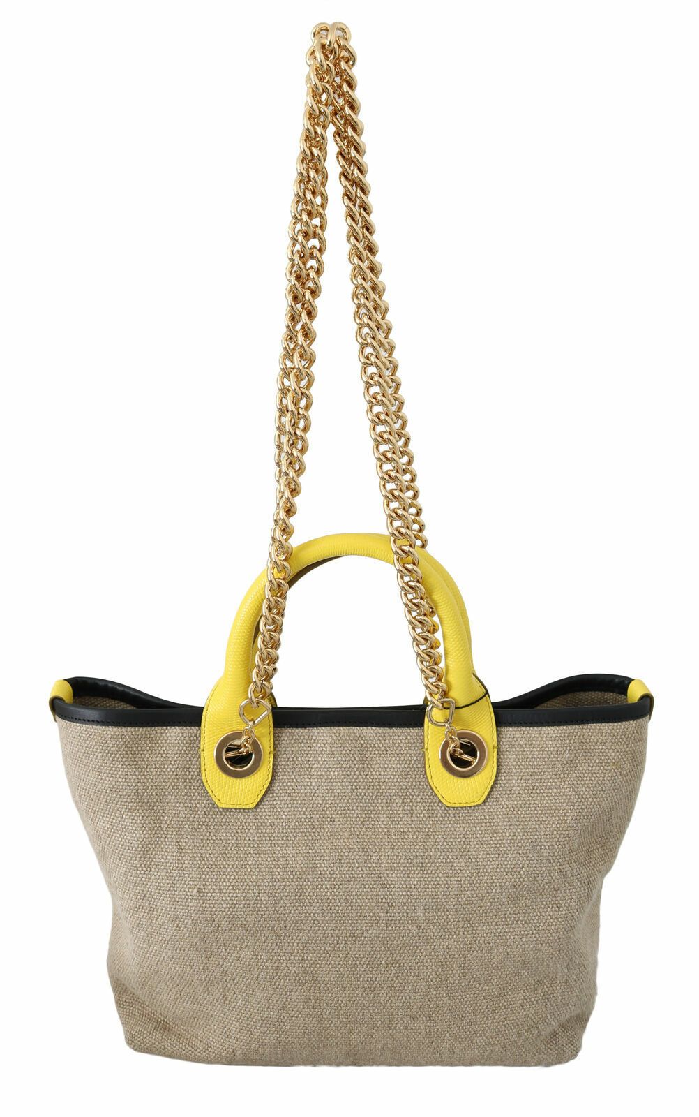Dolce & Gabbana Beige Gold Chain Strap Shoulder Sling Purse Tote Bag Dolce & Gabbana
