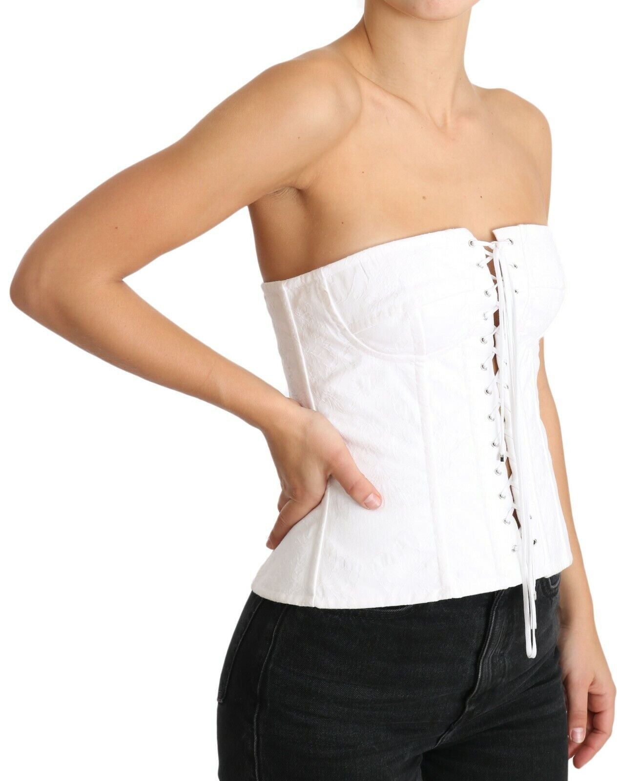Dolce & Gabbana White PALERMO Bustier Cotton Top Corset Dolce & Gabbana