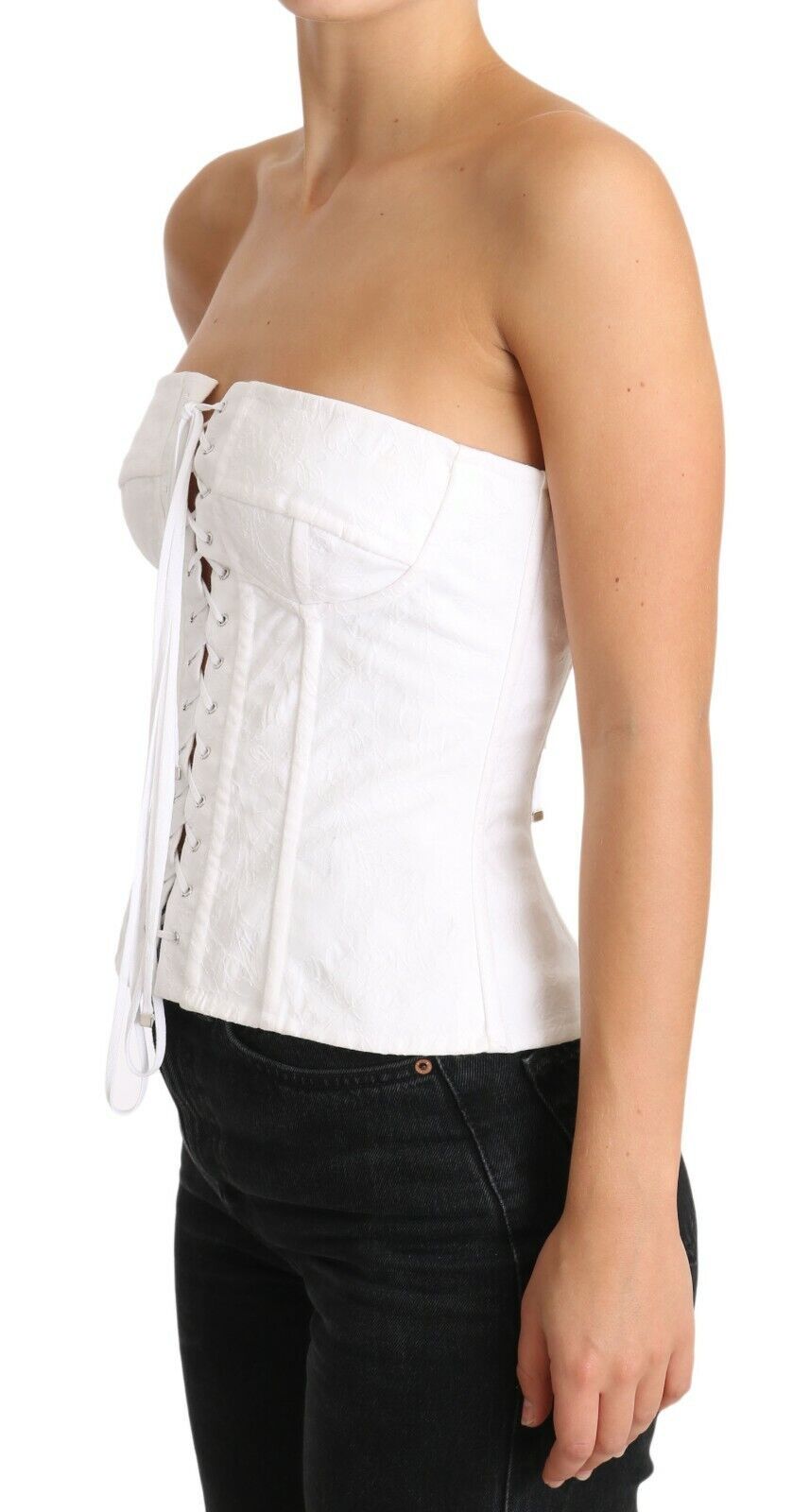 Dolce & Gabbana White PALERMO Bustier Cotton Top Corset Dolce & Gabbana