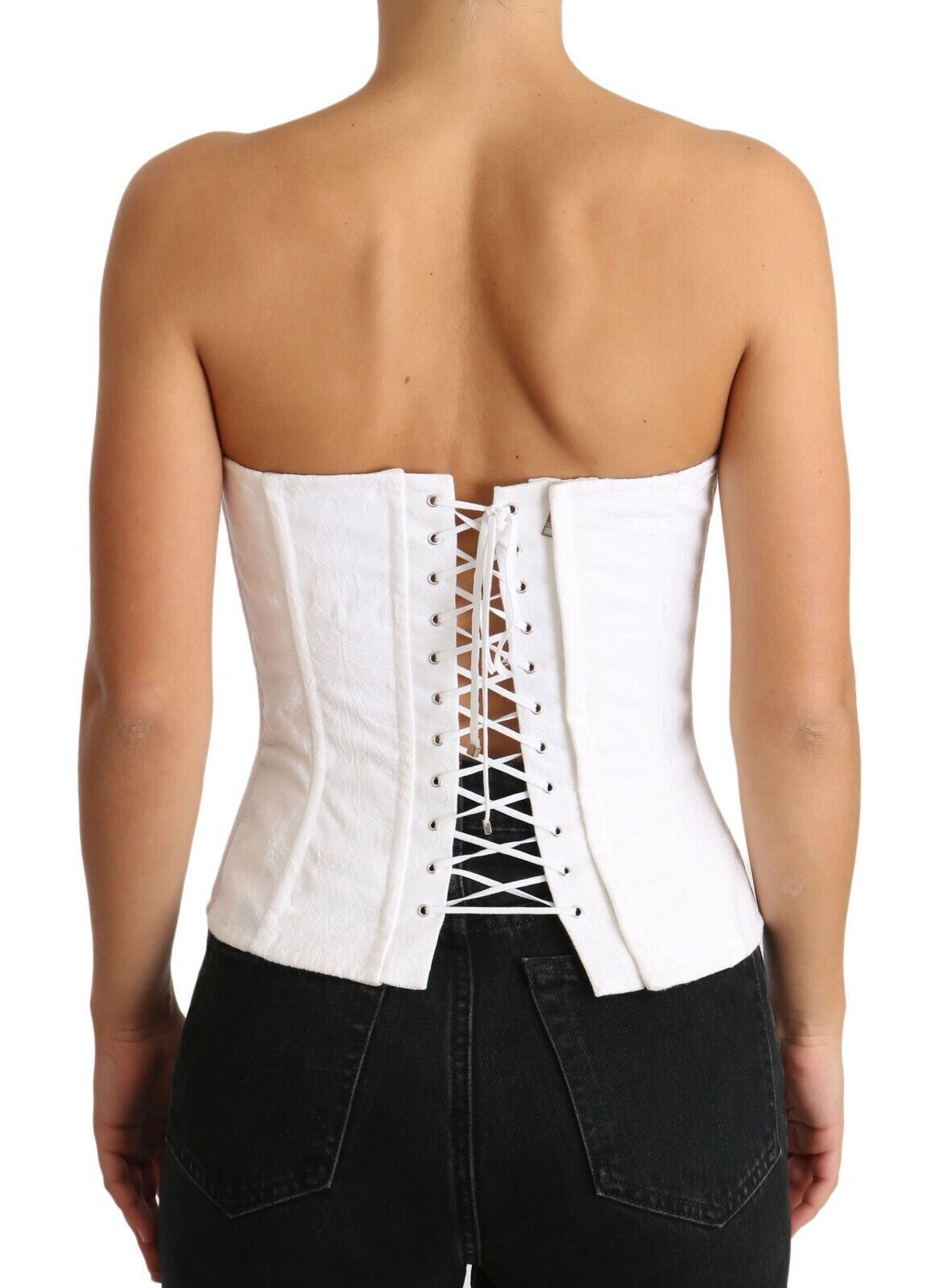 Dolce & Gabbana White PALERMO Bustier Cotton Top Corset Dolce & Gabbana