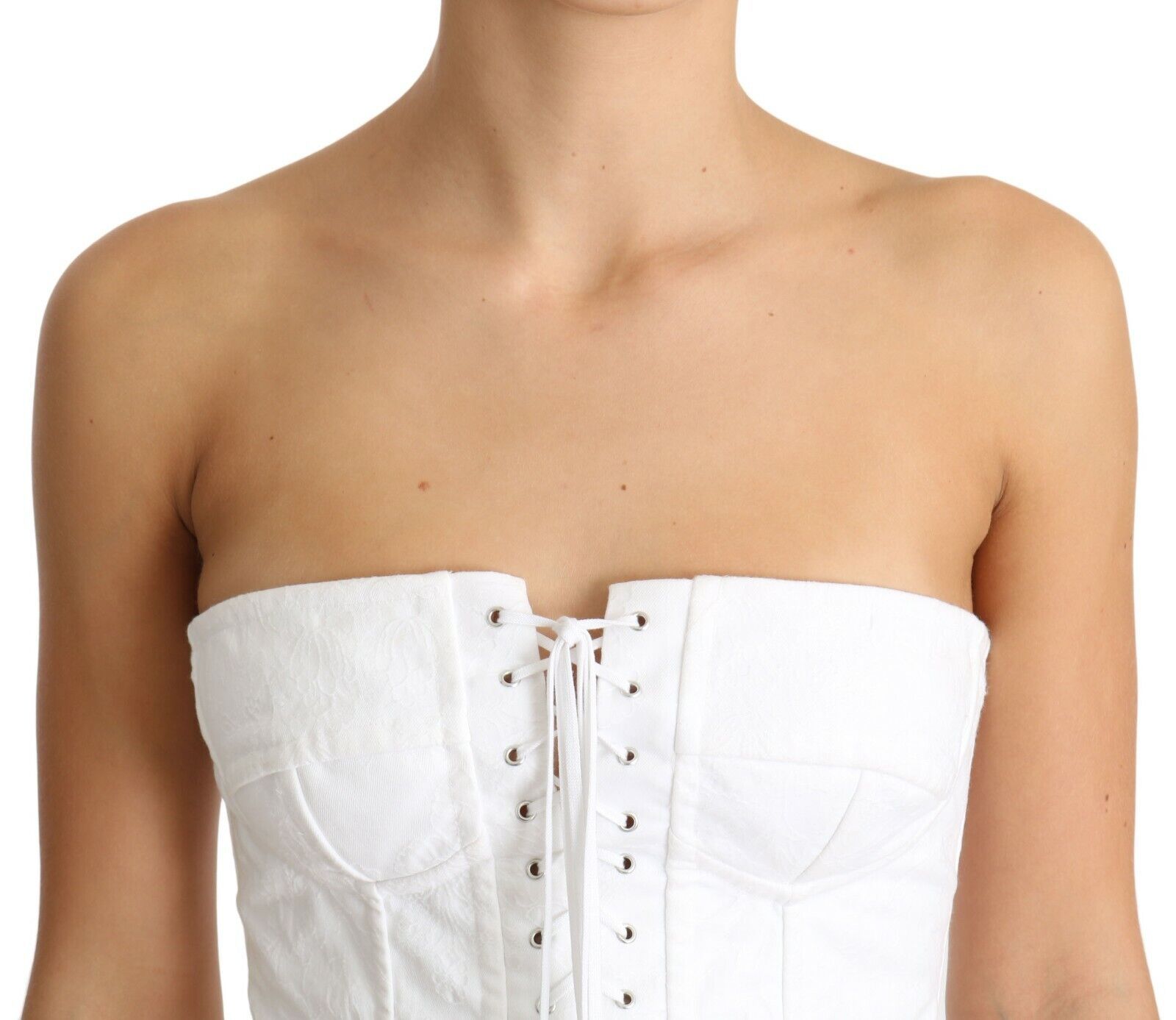 Dolce & Gabbana White PALERMO Bustier Cotton Top Corset Dolce & Gabbana
