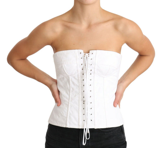 Dolce & Gabbana White PALERMO Bustier Cotton Top Corset Dolce & Gabbana