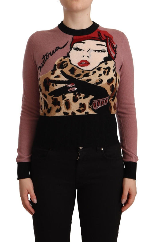 Dolce & Gabbana Pink Cashmere Crewneck Sartoria Pullover Sweater Dolce & Gabbana